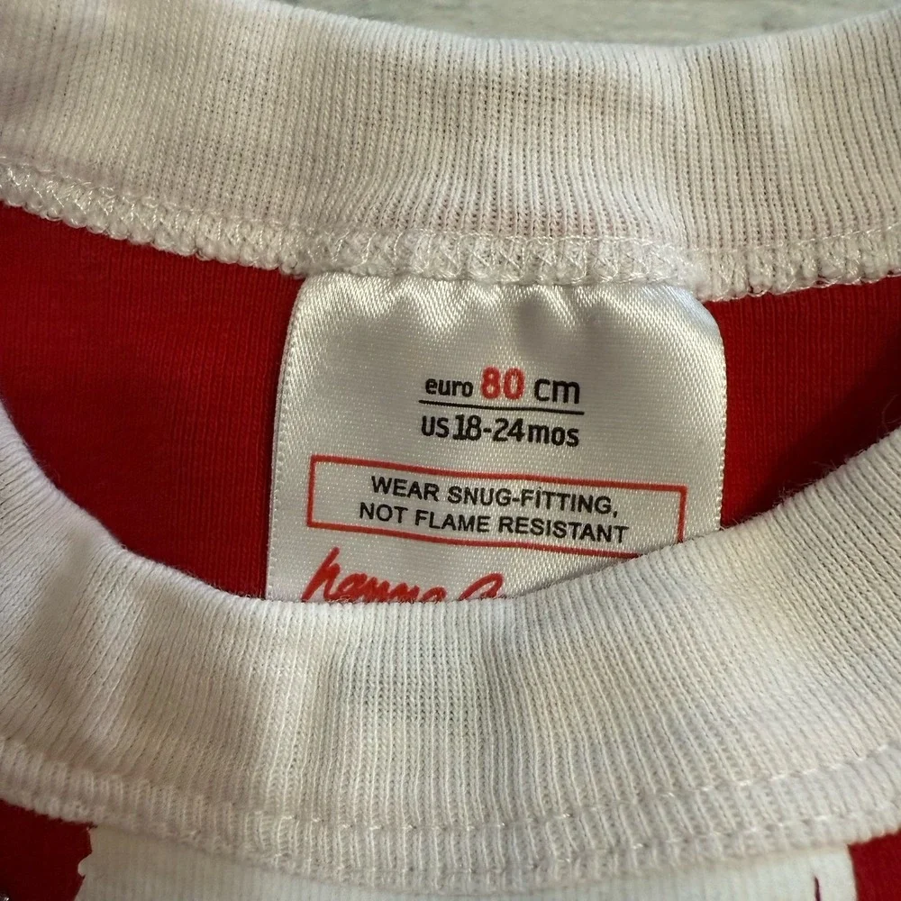 Hanna Andersson kids long‎ John Santa Christmas  pajamas size 80 18/24 months